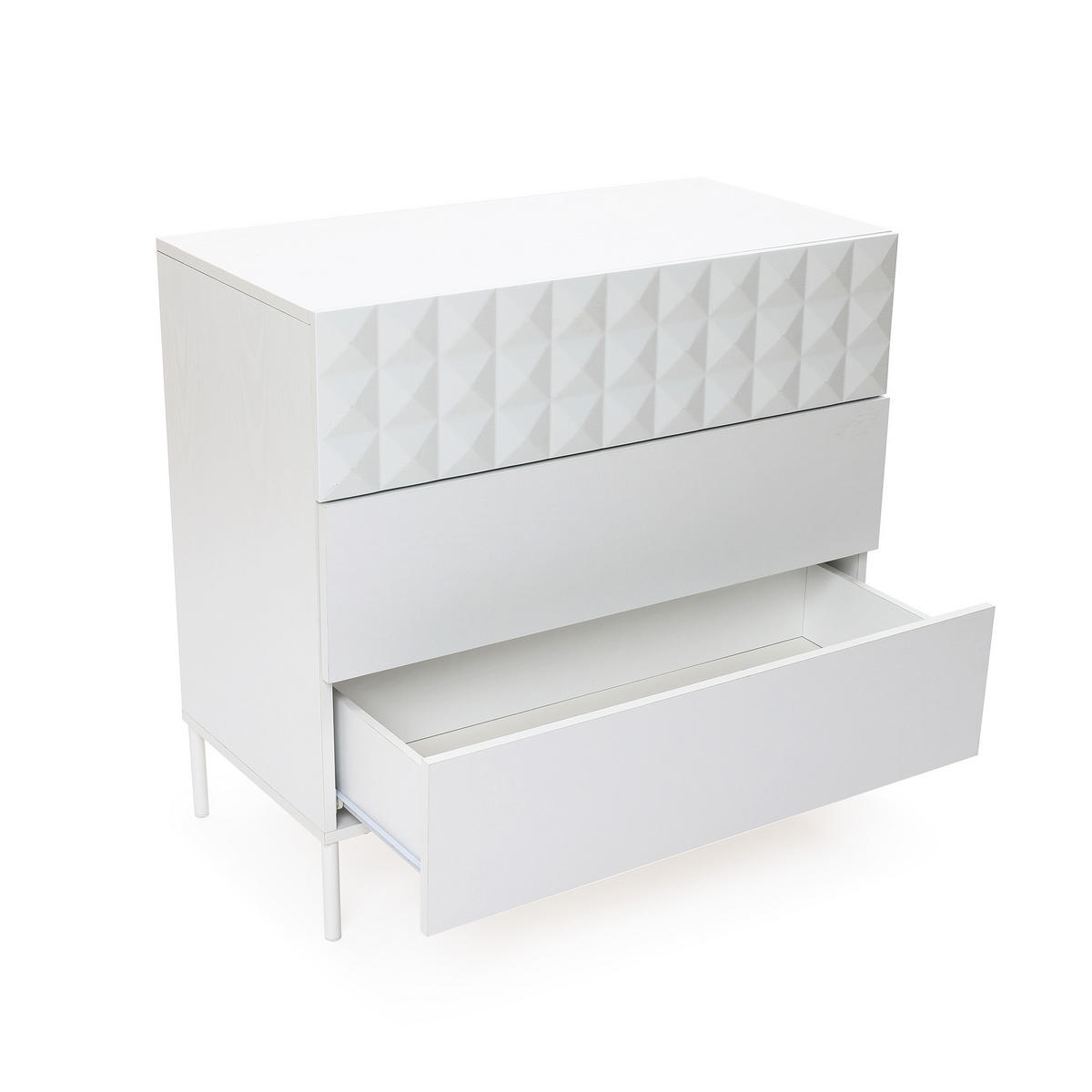 KOMMODE, Holz, Weiß - Weiß, Holzwerkstoff/Metall (80/75/40cm) - Hometopia