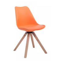 DREHSTUHL Lederlook orange - Eukalyptusholzfarben/Orange, Holz/Textil (48/84/56cm) - CLP