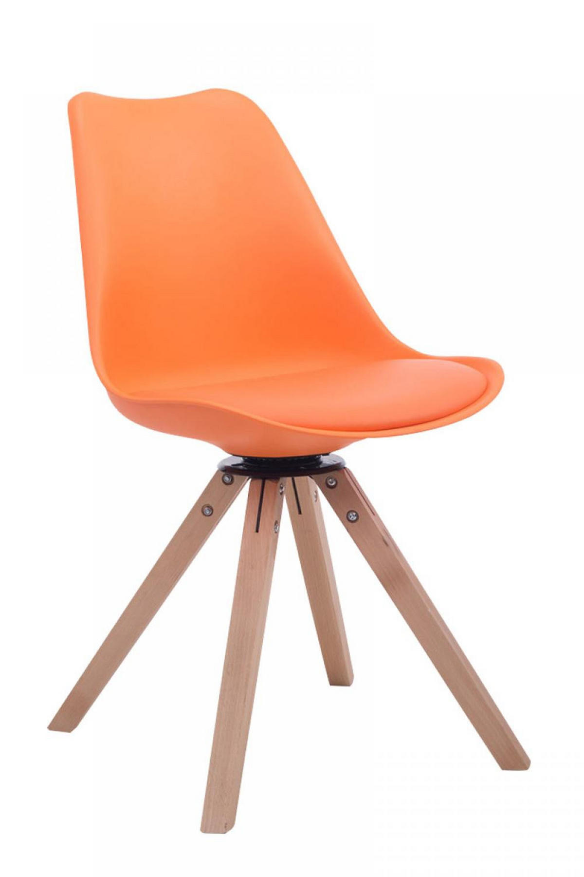 DREHSTUHL Lederlook orange - Eukalyptusholzfarben/Orange, Holz/Textil (48/84/56cm) - CLP