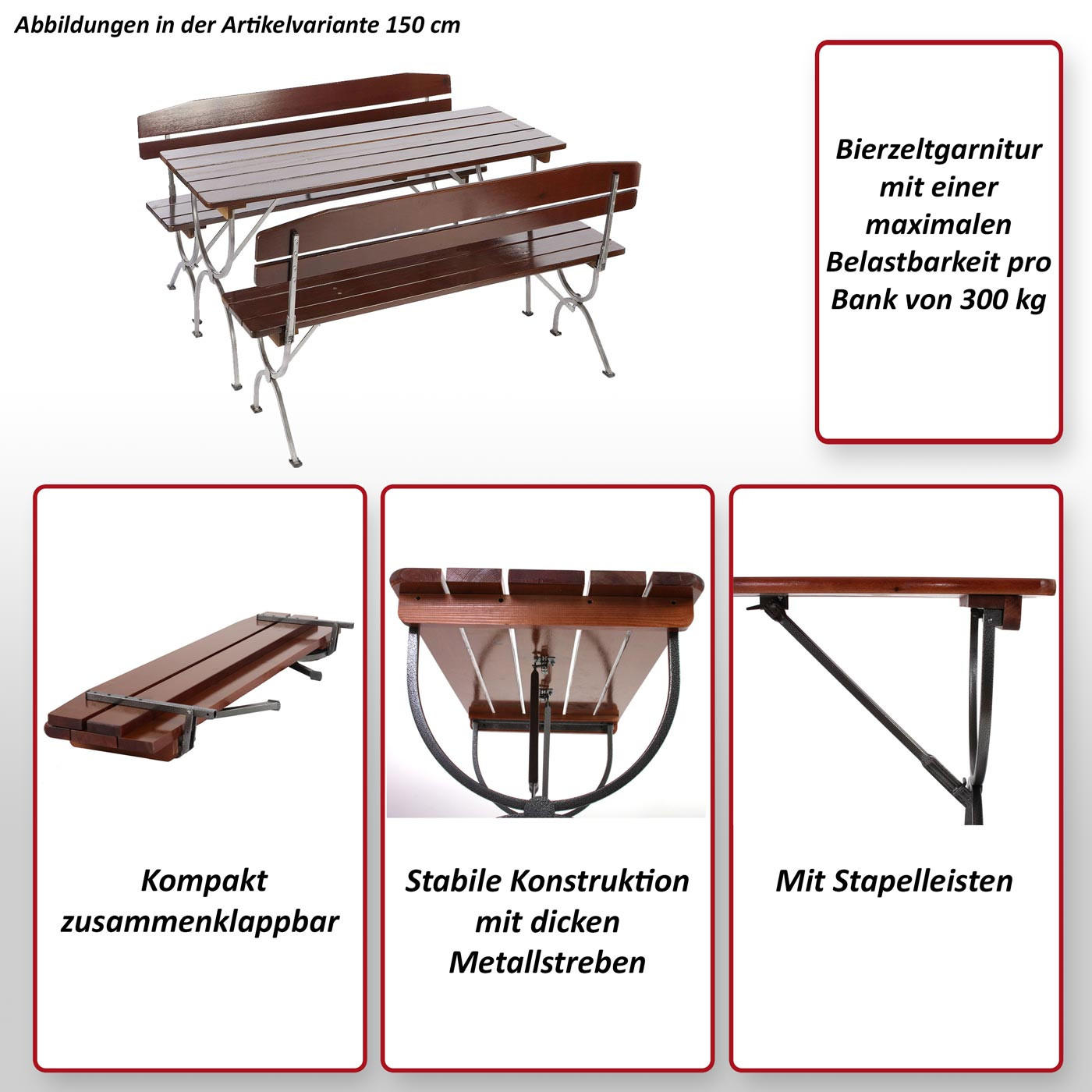 TISCH FÜR BIERZELTGARNITUR KLAPPBAR tisch, rechteckig Braun - Braun, Holz - MCW
