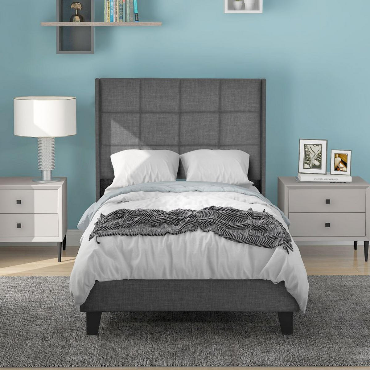 POLSTERBETT 90/200 cm in Grau - Grau, Holz/Textil (90/200cm) - KOMHTOM