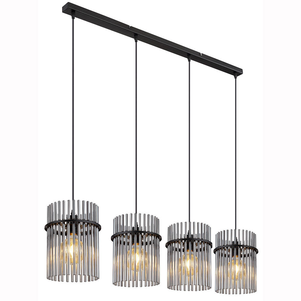LED HÄNGELEUCHTE Metall Schwarz Rauchglas - Schwarz, Glas (110/20/140cm) - Globo Lighting