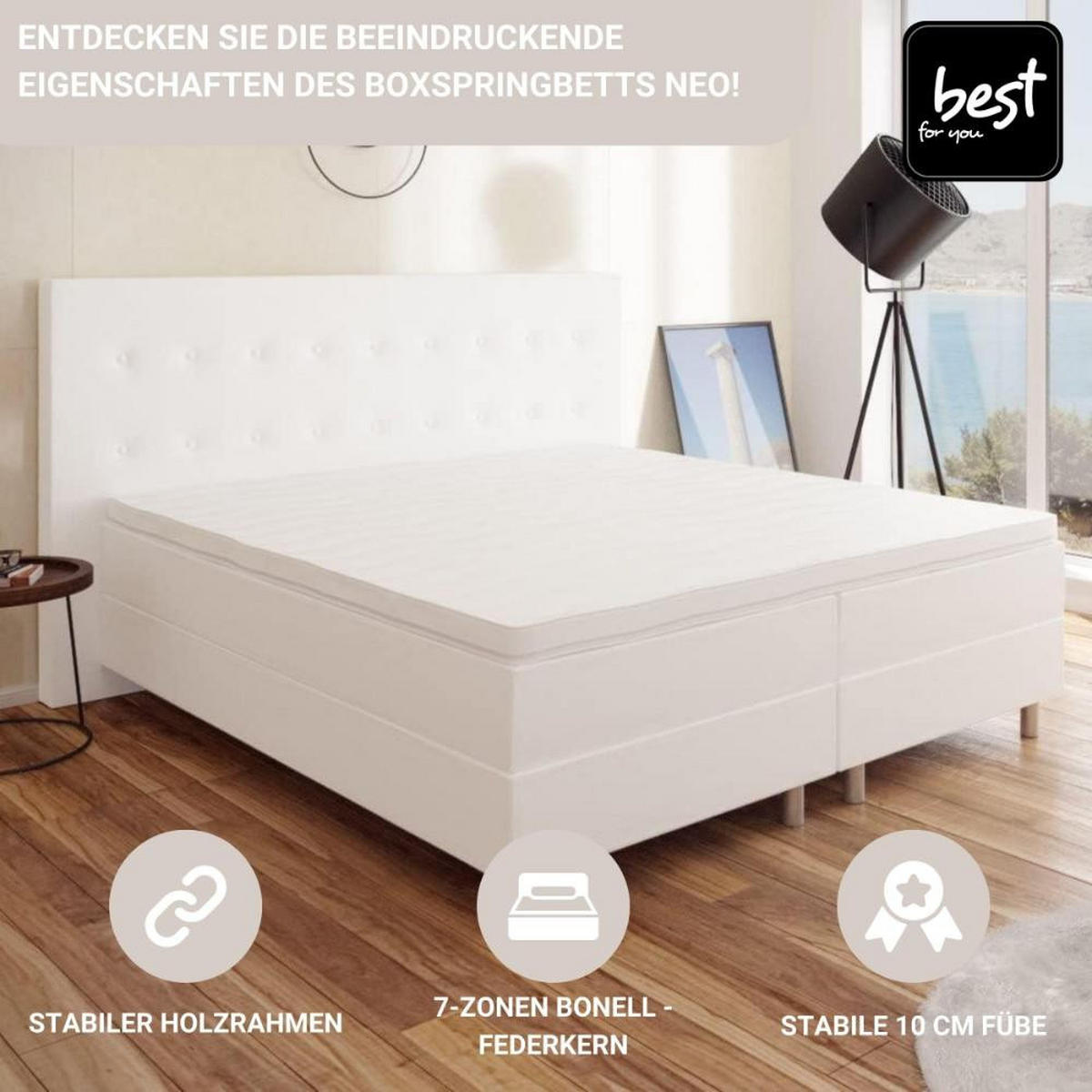 BOXBETT Neo First Class Bett Polsterbett - Weiß, Holz/Holzwerkstoff (160/200cm) - Best For Home