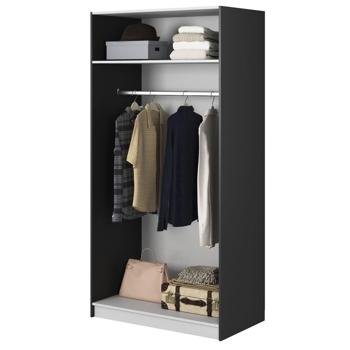 KLEIDERSCHRANK Frame Schwarz 100 cm - Goldfarben/Schwarz, Holzwerkstoff/Metall (100/200.5/57cm) - Selsey