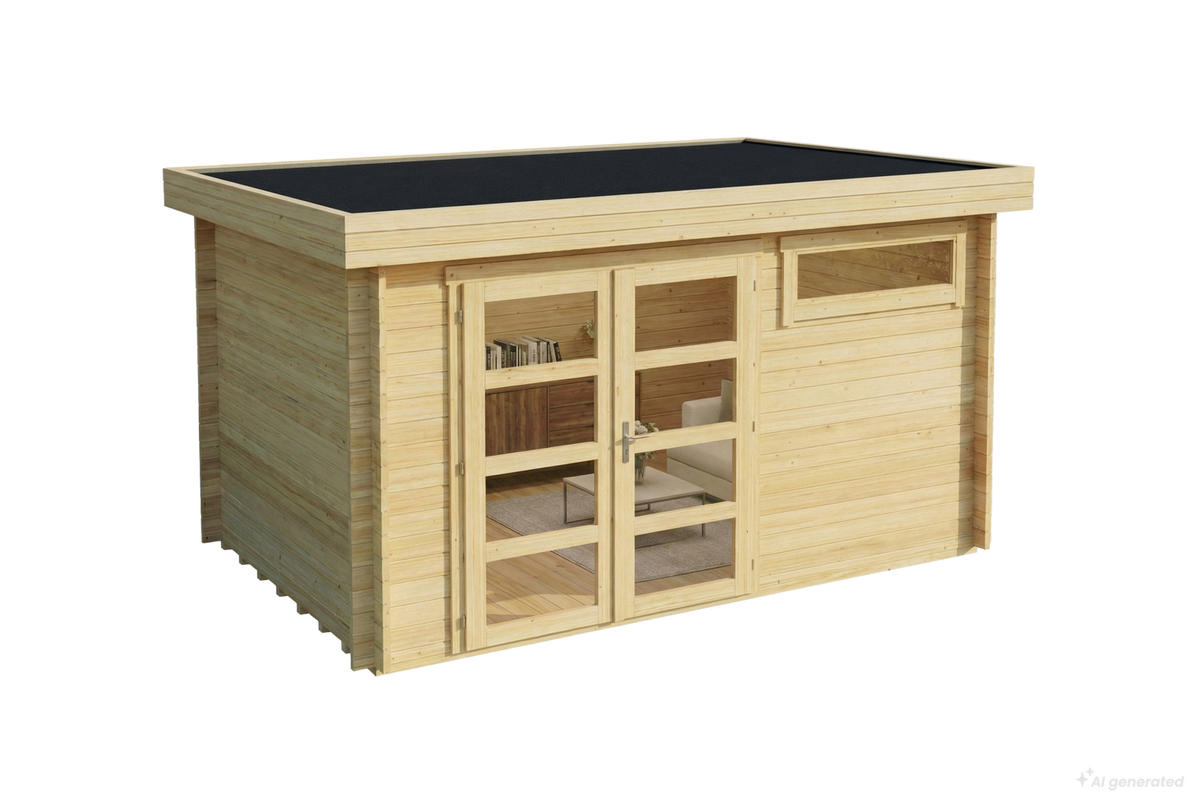 GARTENHAUS Holz Komplettset - Leandro - Naturfarben, Holz (394/217/268cm) - Alpholz
