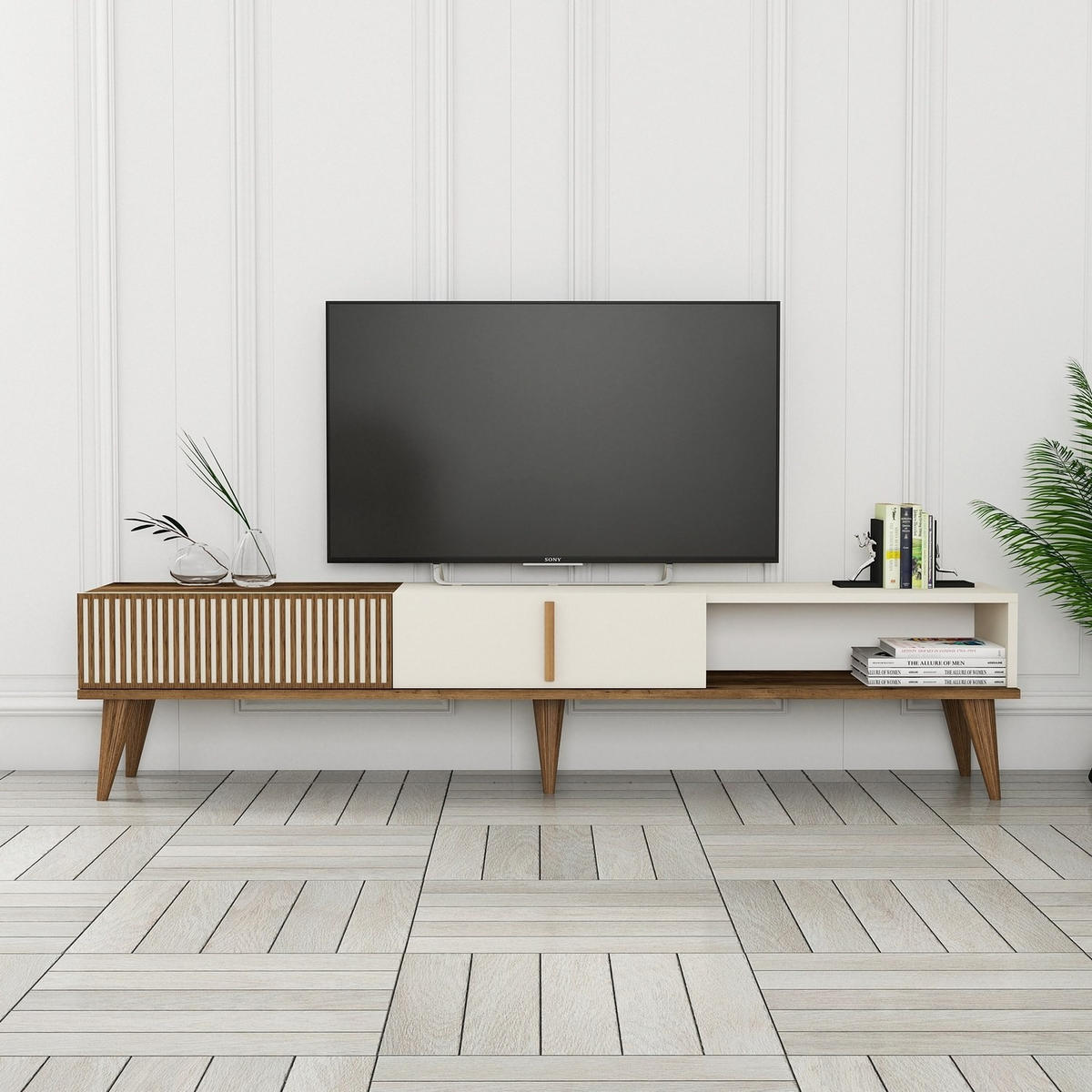 TV-MÖBEL Milan Creme - Creme, Holz (180/40/35cm) - Habitat Garten