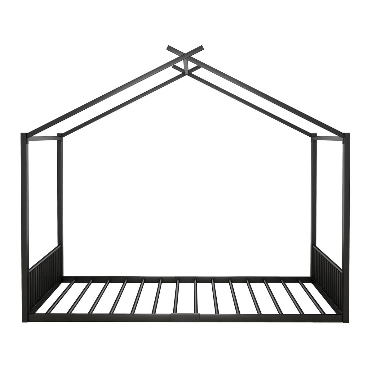 KINDERBETT 140/200 cm mit Metallrahmen in Hausform, Schwarz - Schwarz, Metall (140/200cm) - Redom