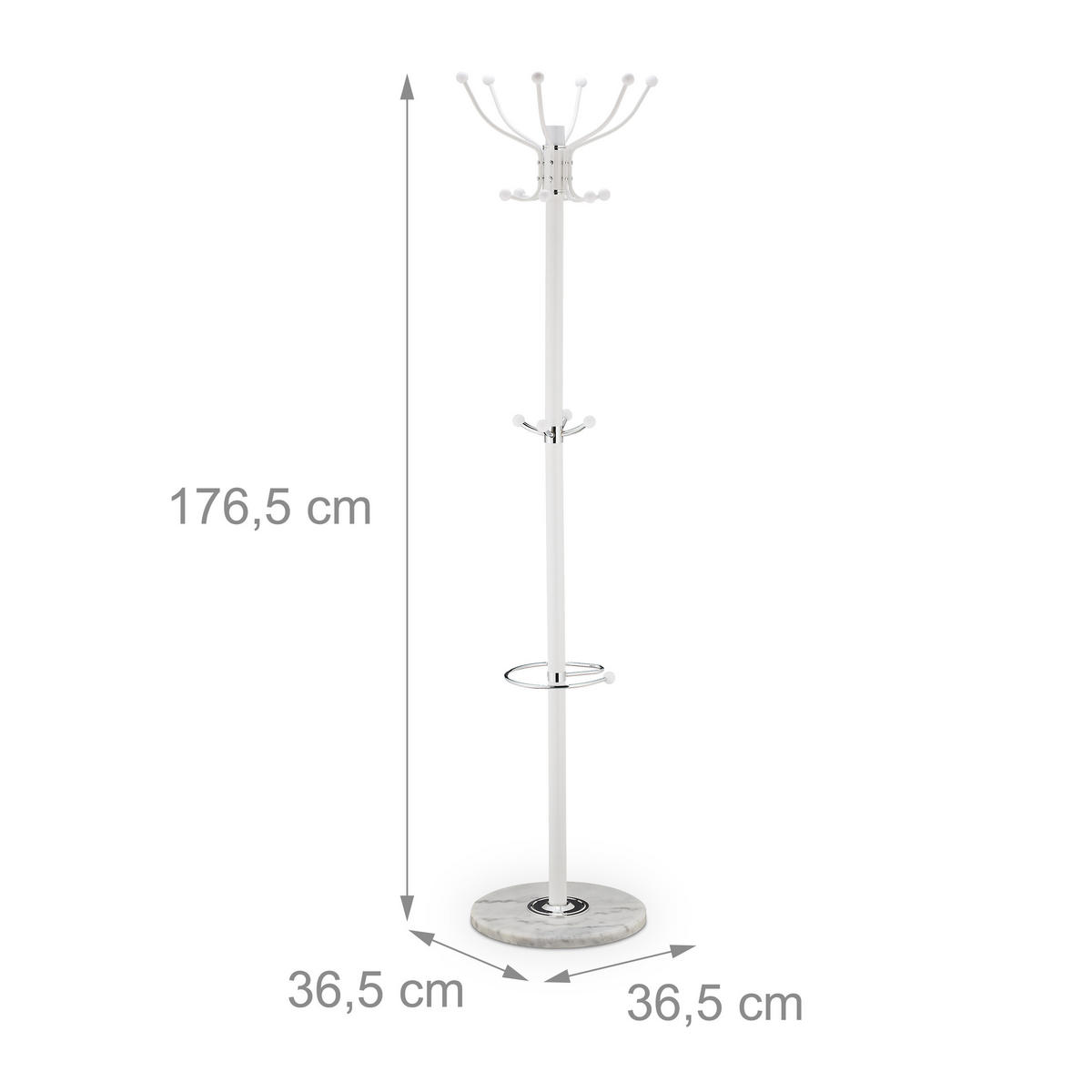 GARDEROBENSTÄNDER - Weiß, Stein/Metall (36.5/176.5/36.5cm) - Relaxdays