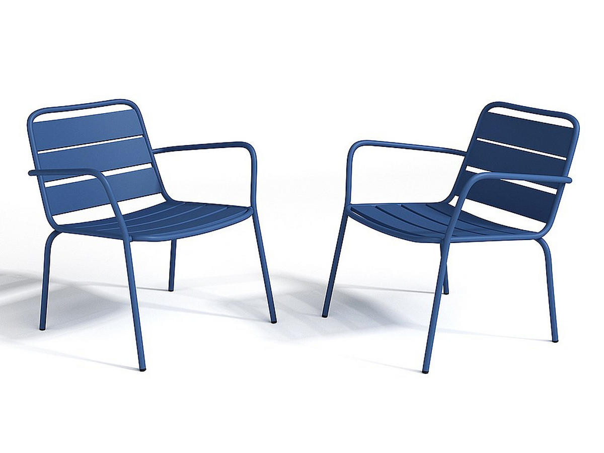 GARTENSITZGRUPPE im Set - 2 -Sitzer - Stahl - marineblau - MIRMANDE - Blau, Metall - Vente-Unique