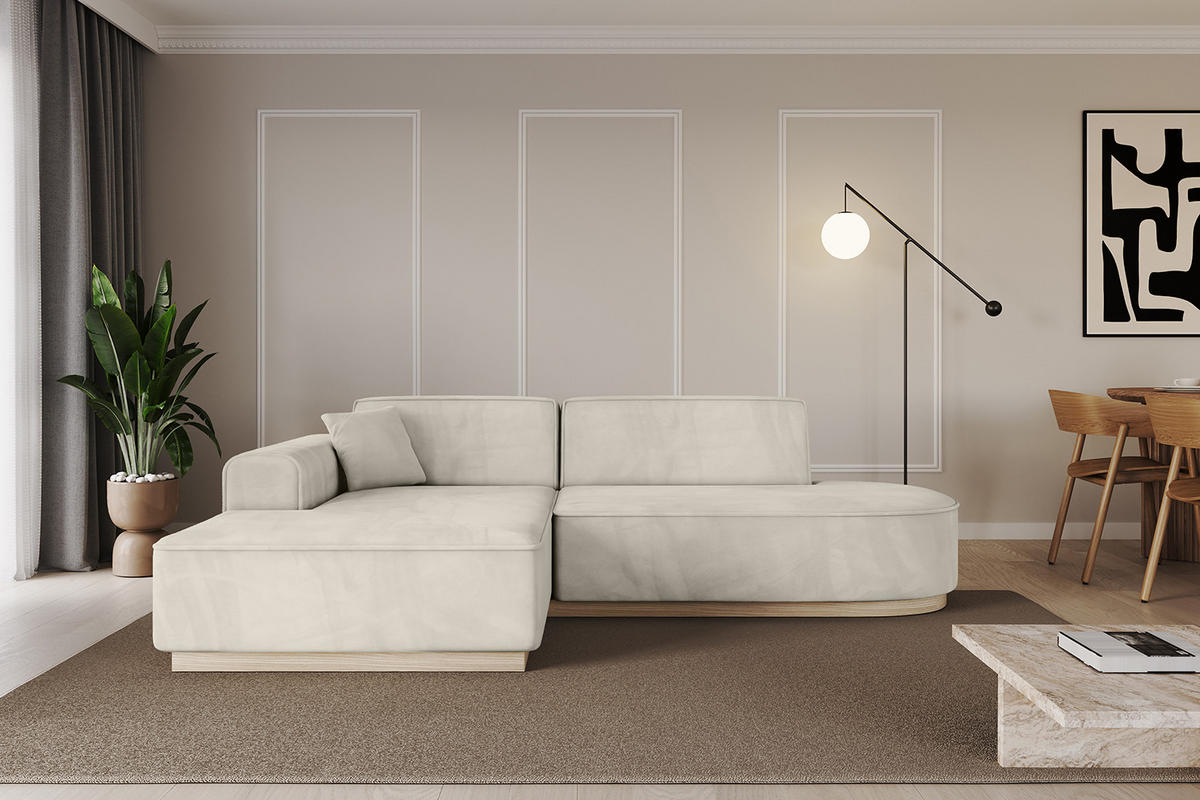 ECKSOFA Ottomane Links IREA-L1 - 234x171x83 cm Dunkelgrau - Ecru, Holzwerkstoff/Textil (234/171cm) - ALTDECOR