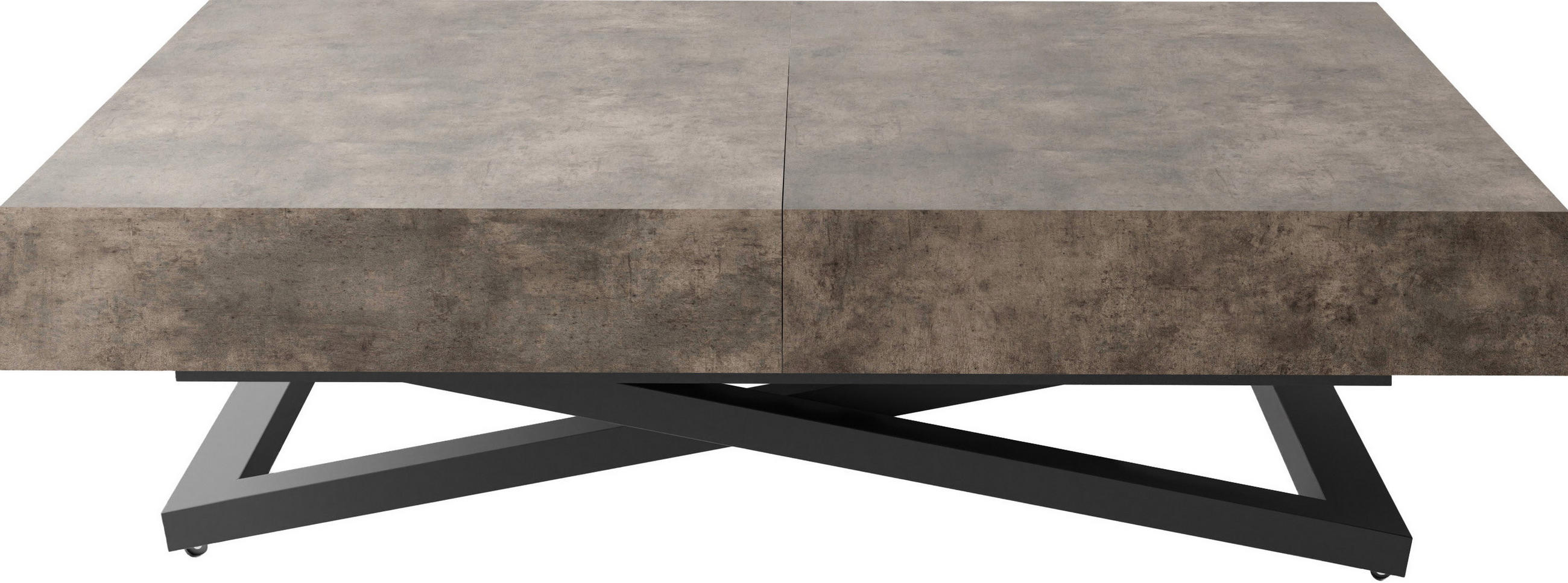 KONFERENČNÝ stolík Cavetta U, výškovo nastaviteľný a rozkladací, tmavosivý Chicago Beton 120-200/80/27-76 cm - čierna/sivá, kov/kompozitné drevo (80/200/76cm) - WFL GROUP