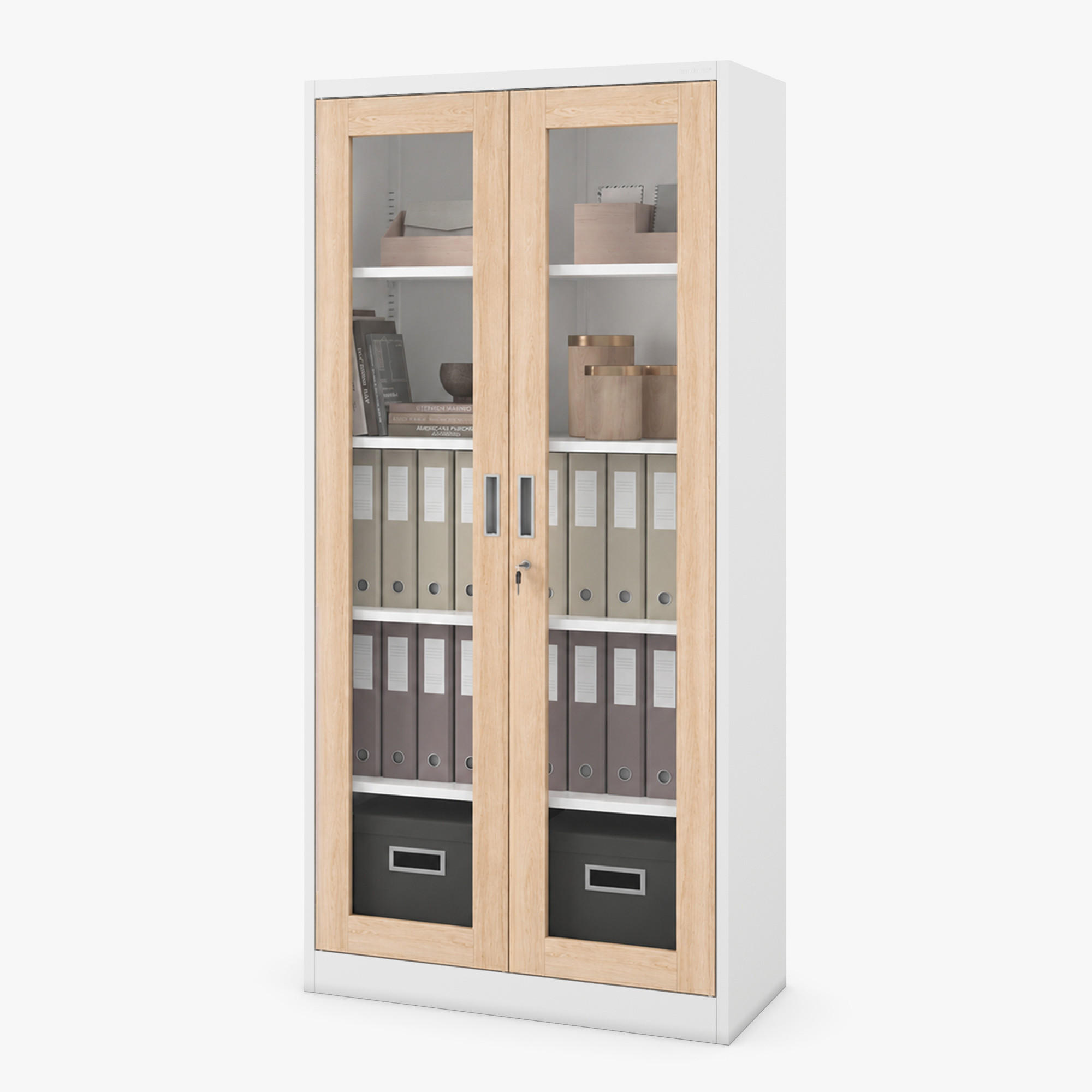 VITRINENSCHRANK Amelia 185x90x40 cm - Weiß/Sonoma Eiche, Metall (90/185/40cm) - Jan Nowak