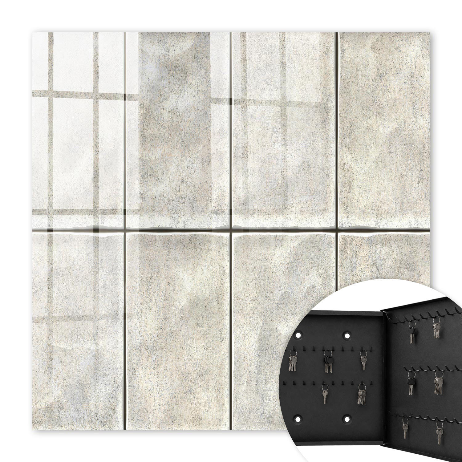 SCHLÜSSELBOX Schwarz 30x30 cm- Türöffnung nach rechts - Moderne Eleganz - Beige, Metall (30/30/5cm) - TULUP