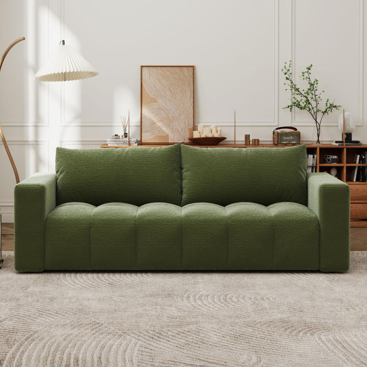 SCHLAFSOFA canterbury grün 3-sitzer stoff - Grün, Holz (249/84/112cm) - Concept Usine