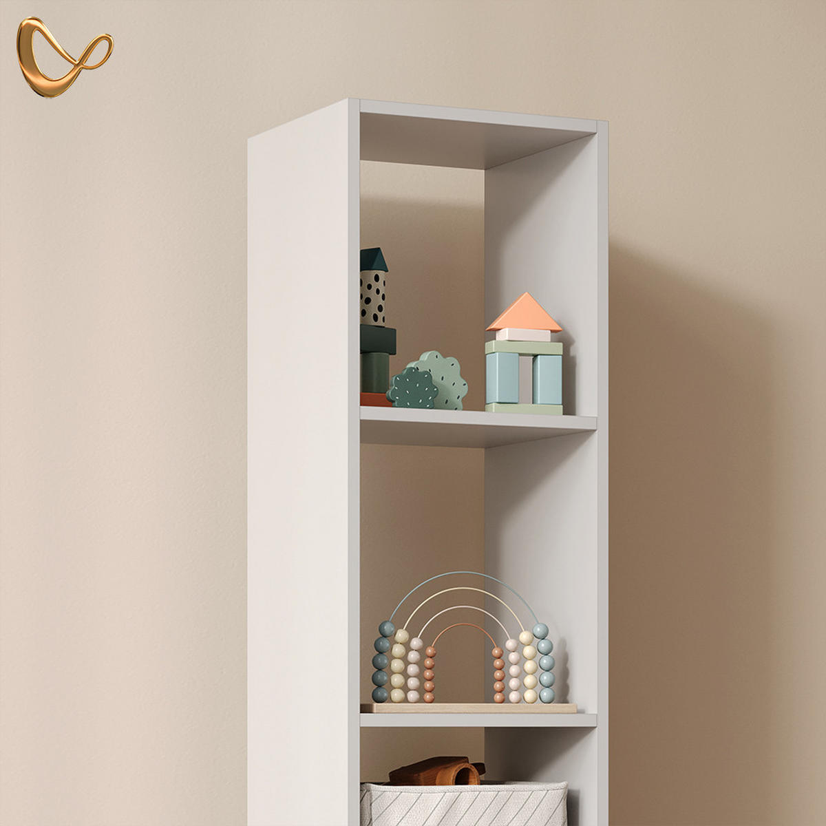 KINDERREGAL Mailo Weiß/Artisan 35.2 x 159.5 cm mit Sitzbank - Weiß/Eiche Artisan, Holzwerkstoff (35.2/159.5/30cm) - Livinity®