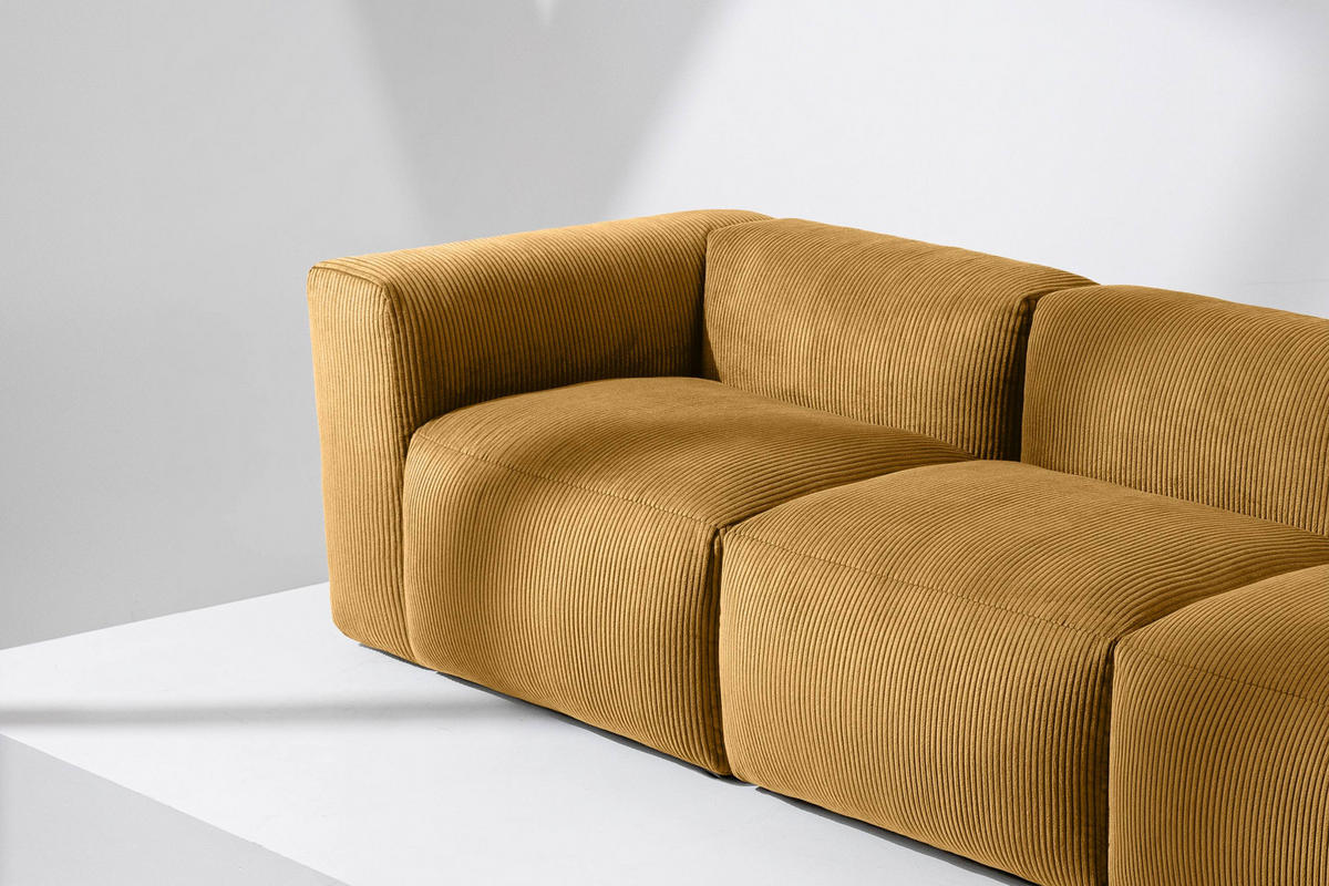 3-SITZER-MODULSOFA BUFFO mit extrem weicher und bequemer Sitzfläche, Kordstoff, gelb - Gelb, Textil (290/73/96cm) - KONSIMO®
