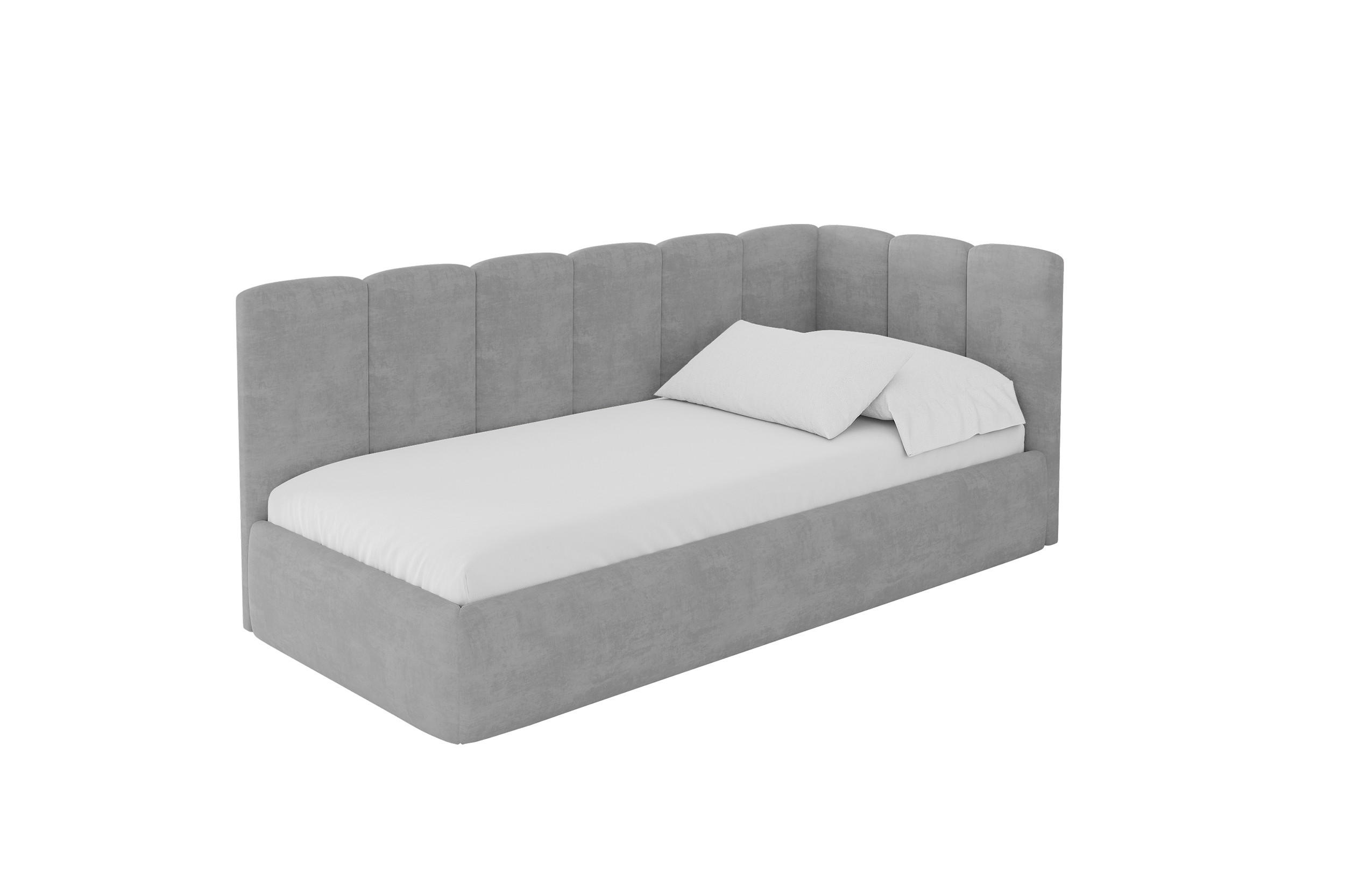 EINZELLBETT Jugendbett mit Bettkasten, Links - DEXY 90x200 Grau - Hellgrau, Holzwerkstoff/Textil (90/200cm) - ALTDECOR