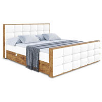BOXBETT mit Matratze H4 und Lattenrost - LOLLI2-Z - 160x200 - Weiß Kunstleder - Weiß, Holzwerkstoff (160/200cm) - ALTDECOR