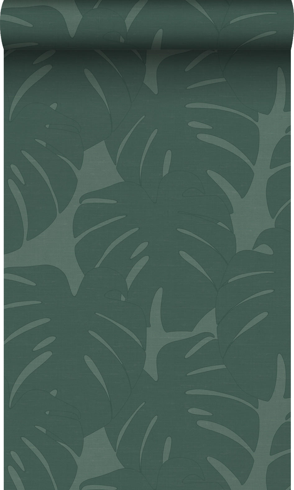 TAPETE Blätter in Leinen-Optik 53 cm x 10.05 m - Grün, Papier (53/1000cm) - Origin Wallcoverings