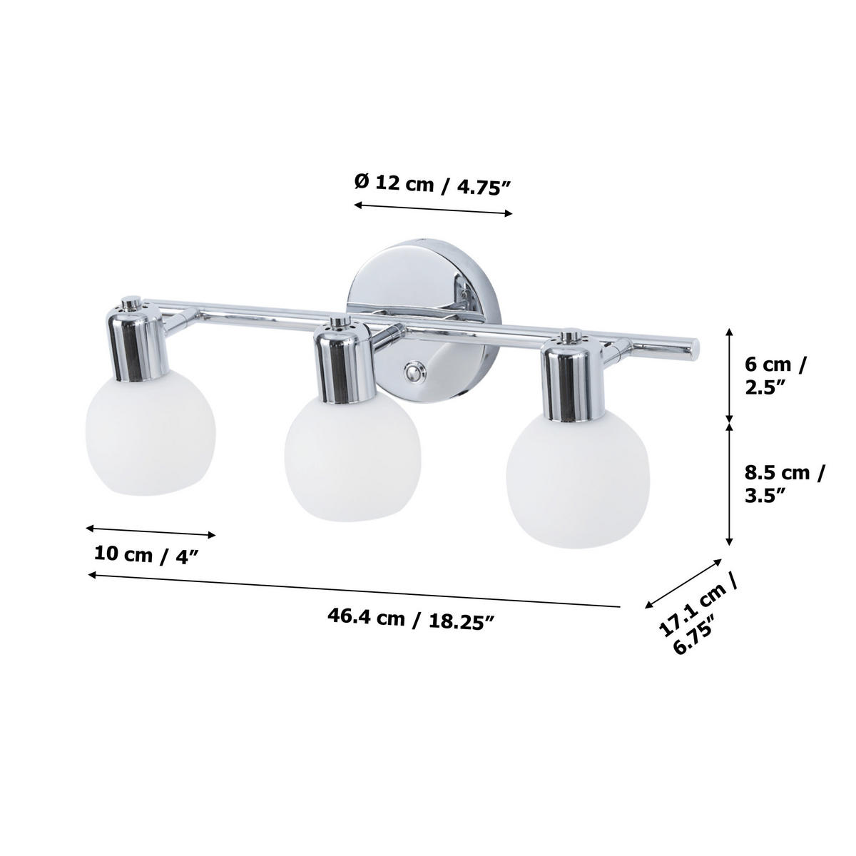 WANDLEUCHTE Silber - Silberfarben, Metall (17.1/15.2/15.2cm) - Teamson Home