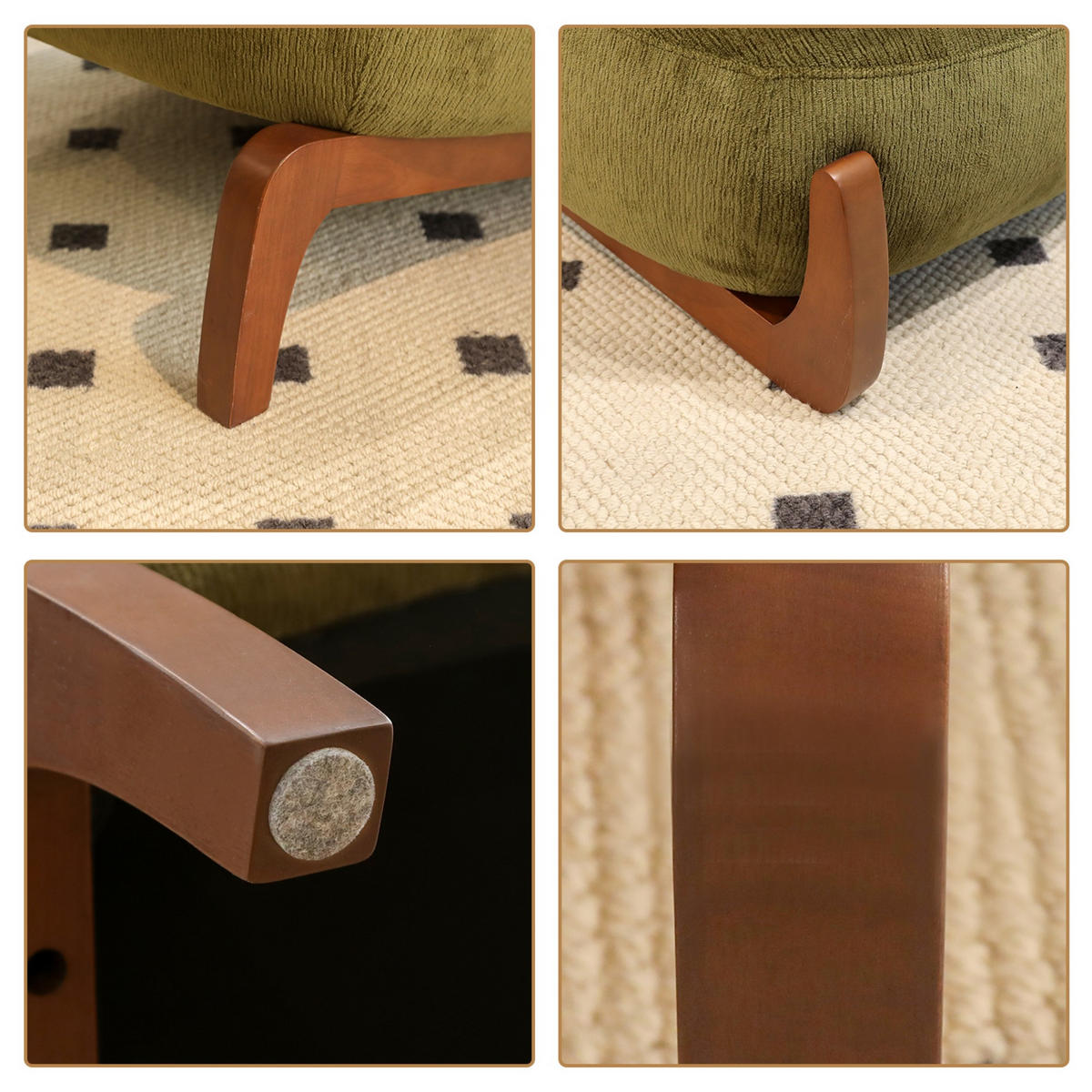 SESSEL Relaxsessel,ohne Armlehnen,Massivholzrahmen,Samtstoff, Grün - Grün, Holz (72.2/69.9/86.9cm) - LVHOM