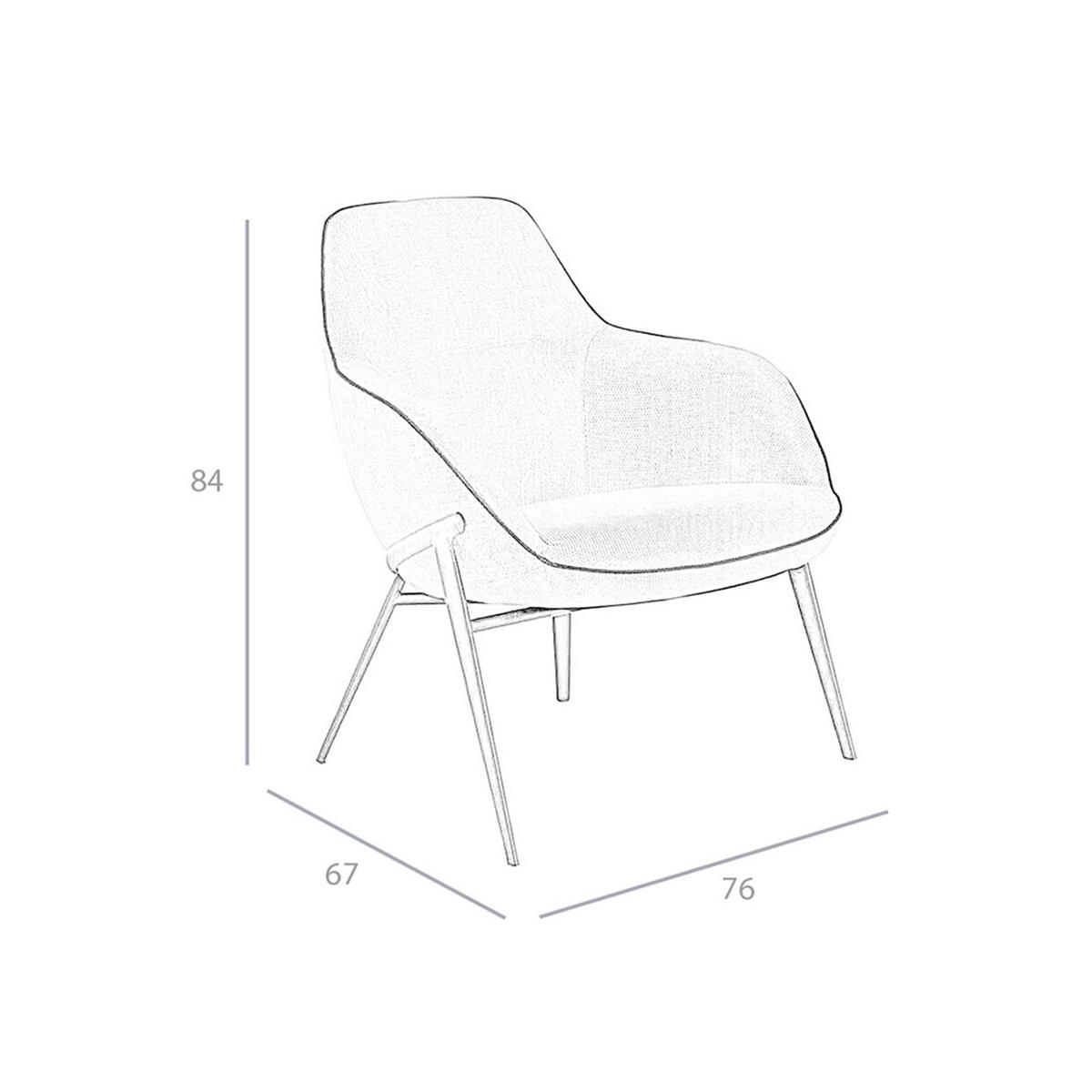 SESSEL aus grauem Stoff - Schwarz/Grau, Textil/Metall (76/84/67cm) - ANGEL CERDA