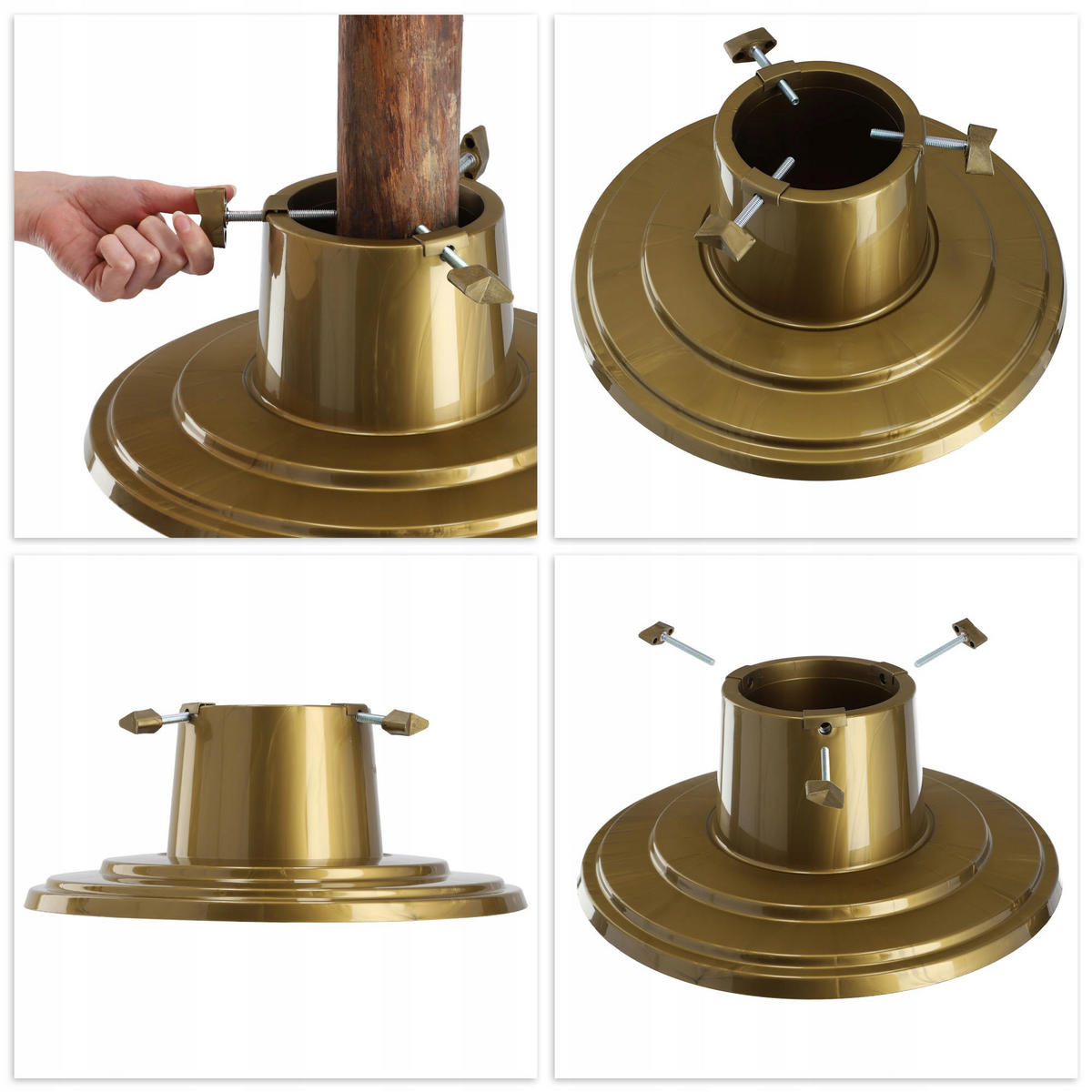 KADAX Weihnachtsbaumständer Christbaumständer 2m Gold - Grün, Kunststoff (15.5cm) - KADAX