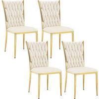 ESSZIMMERSTUHL 4er Set hohe Rückenlehne, Samt, Creme - Creme, Kunststoff/Textil (46/94.5/48cm) - Woltu