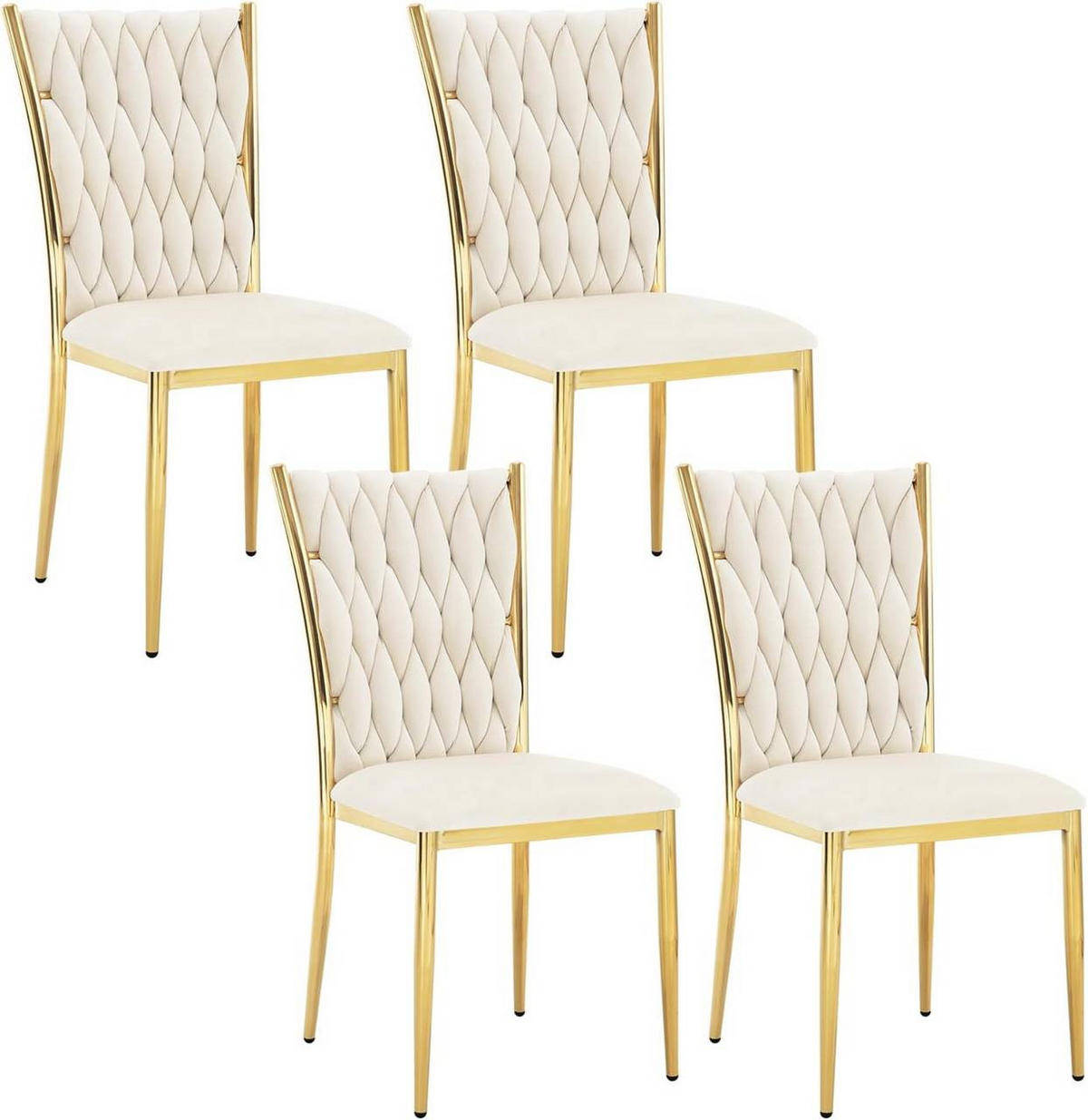 ESSZIMMERSTUHL 4er Set hohe Rückenlehne, Samt, Creme - Creme, Kunststoff/Textil (46/94.5/48cm) - Woltu