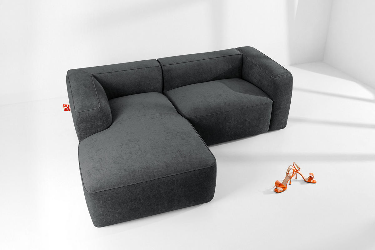 ECKSOFA LINKS FUBBO, Anthrazit - Anthrazit, Holz/Holzwerkstoff (225/176cm) - KONSIMO®