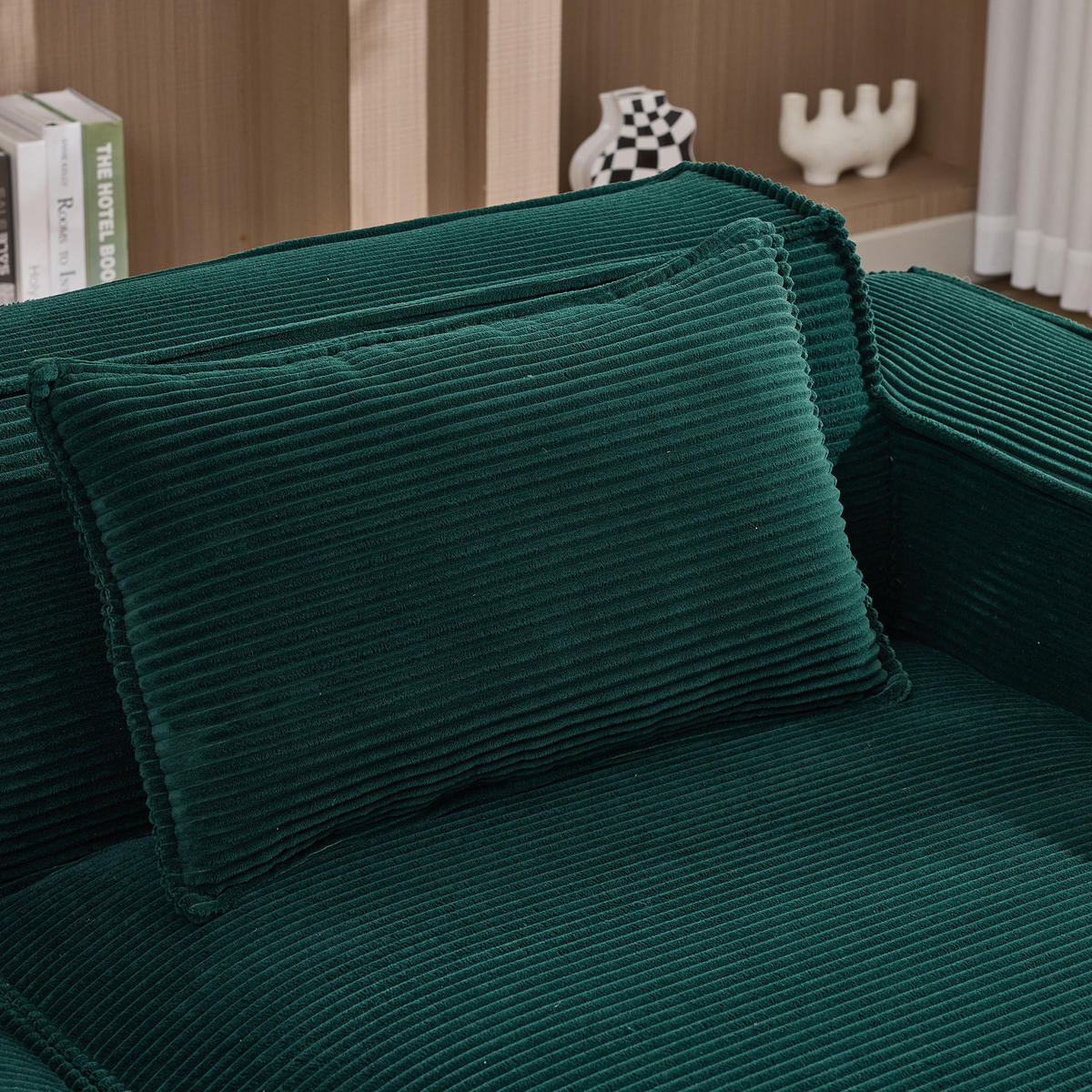 SOFA kompakt 235 cm Polyester Retro Green - Dunkelgrün, Textil (129/235cm) - Meubliv