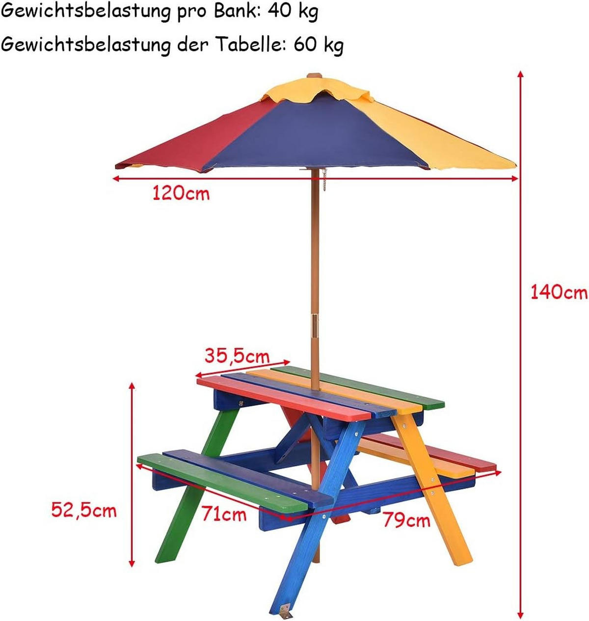 TRÄDGÅRDSMÖBLER Set med färger - Multicolor, Trä - COSTWAY