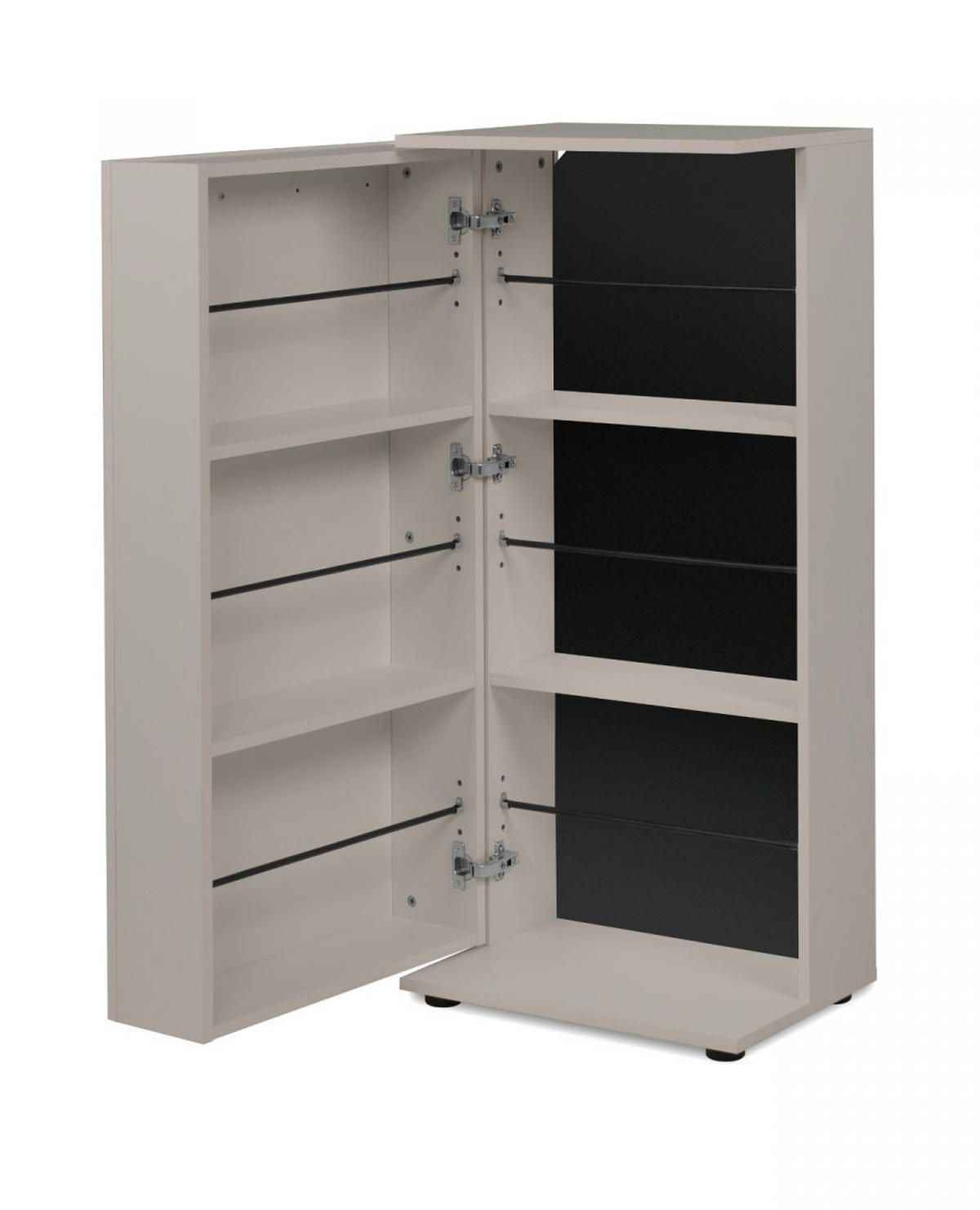 SCHUHSCHRANK samtfarben 50 cm, Schuhkommode aufklappbar mit 6 Fächern - Beige/Schwarz, Holzwerkstoff/Kunststoff (50/110/34cm) - Furn.Design