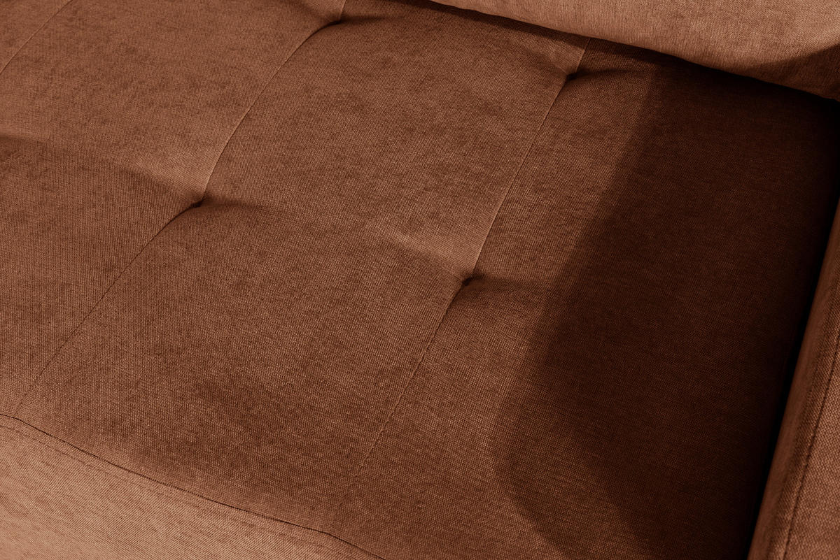 ECKSOFA mit Schlaffunktion Rechts Rostrot Chenille - 245x200 cm - Trevi - Terracotta/Schwarz, Holz/Holzwerkstoff (245/200cm) - Ravio