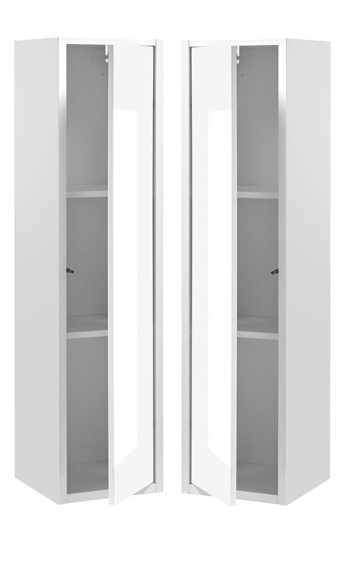 HOCHSCHRANK weiß Hochglanz hängend, Badschrank mit Push-to-Open - Weiß Hochglanz, Holzwerkstoff (30/119/30cm) - Furn.Design