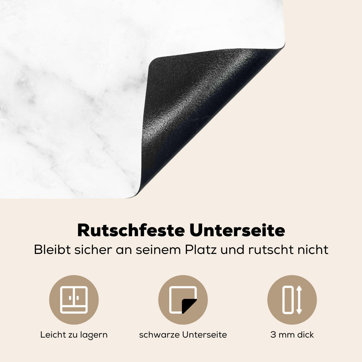 HERDABDECKPLATTE Marmor - Grau - Weiß - Strukturierter Marmor 80x52 cm - Weiß, Kunststoff (80/0.2/52cm) - MuchoWow