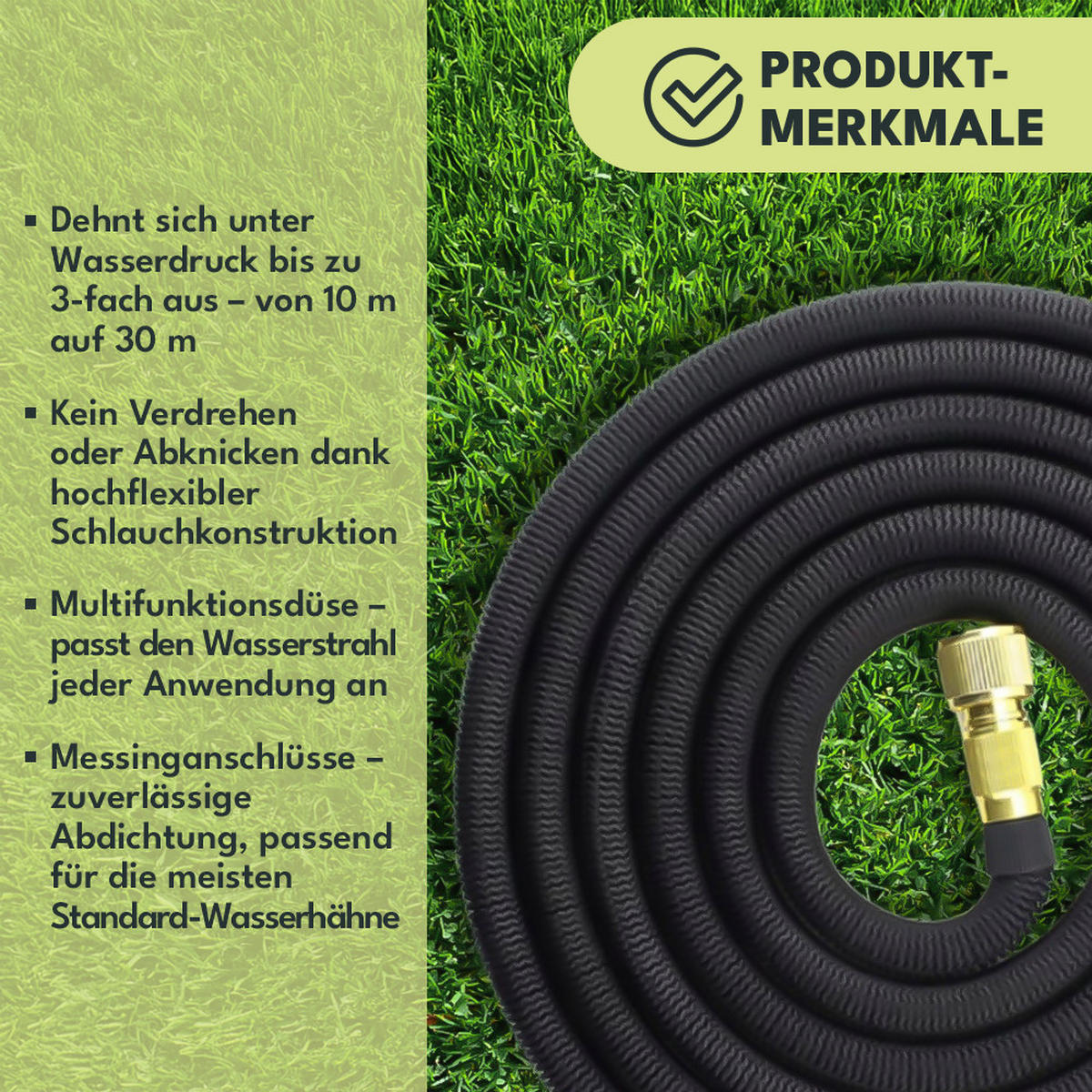 GARTENSCHLAUCH 30m - Schwarz, Kunststoff (3000cm)