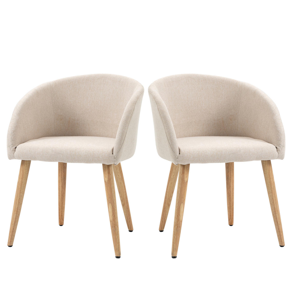 POLSTERSTÜHLE DE-06853 2er-Set skandinavisches Design mit Holzbeinen Beige - Beige, Textil/Metall (55/74/56cm) - ComfortXL