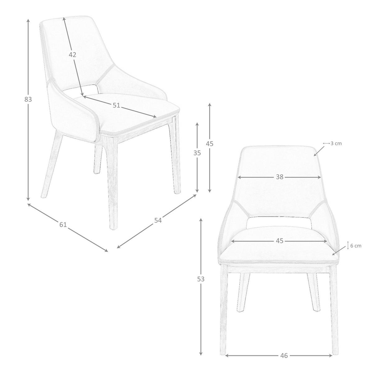 STUHL Braun Walnuss 54/61/83 cm - Braun, Leder/Holz (54/83/61cm) - ANGEL CERDA