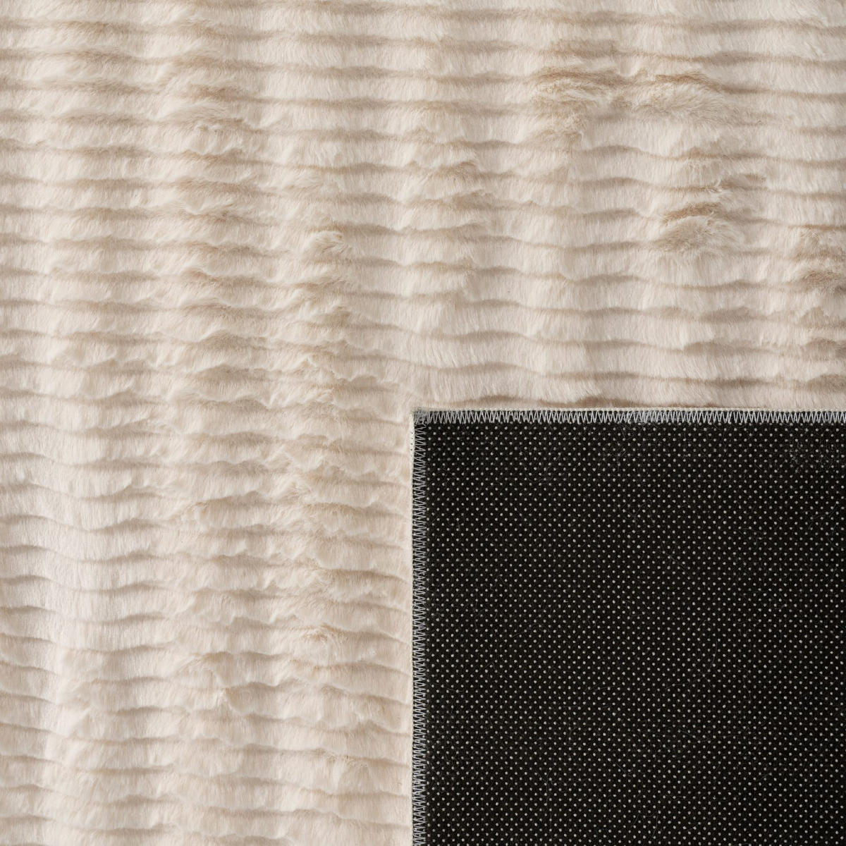 TEPPICH Hochflor waschbar Unifarben Struktur Schlafzimmer Creme Rechteckig 80x150 - Beige, Textil (80/150cm) - KADIMA DESIGN