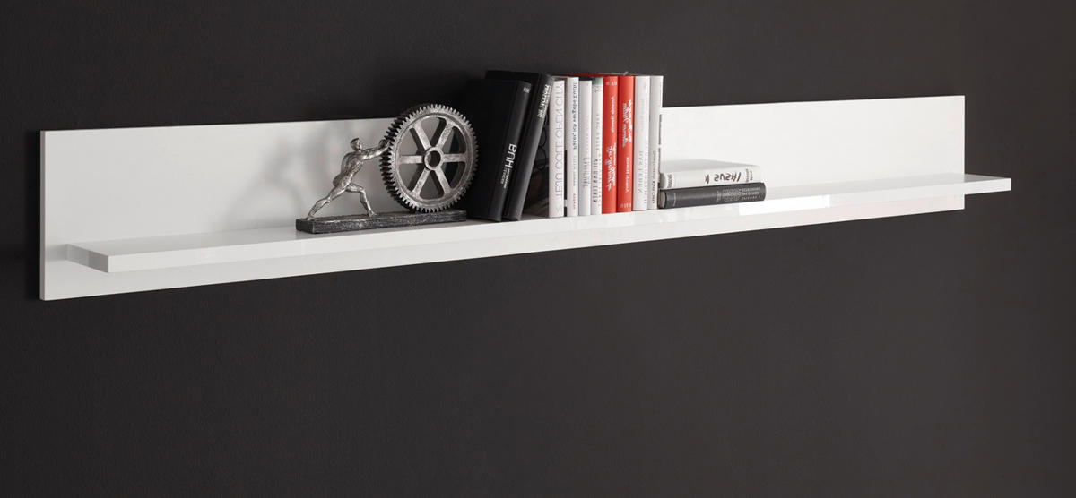WANDBOARD weiß Hochglanz, Wandregal 184 cm - Weiß, Holzwerkstoff/Metall (184/22/15cm) - Furn.Design