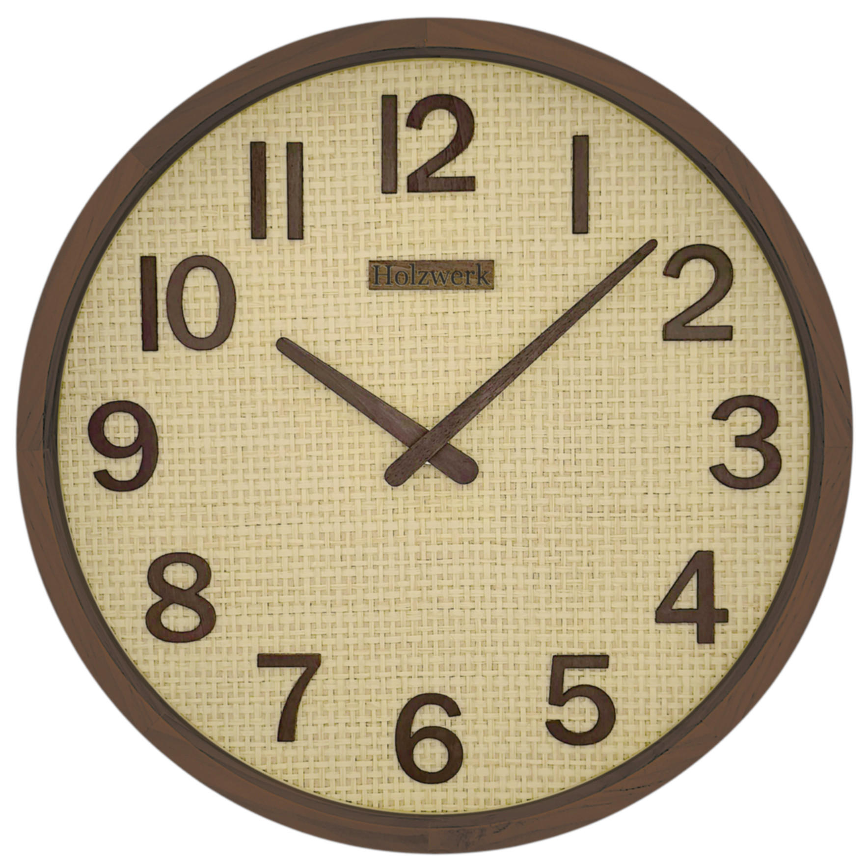 WANDUHR Holz BOHO Rattan PENZBERG (FUNK) Loft Wand Uhr, braun - Dunkelbraun, Holz/Kunststoff (30/30/4.8cm) - Holzwerk