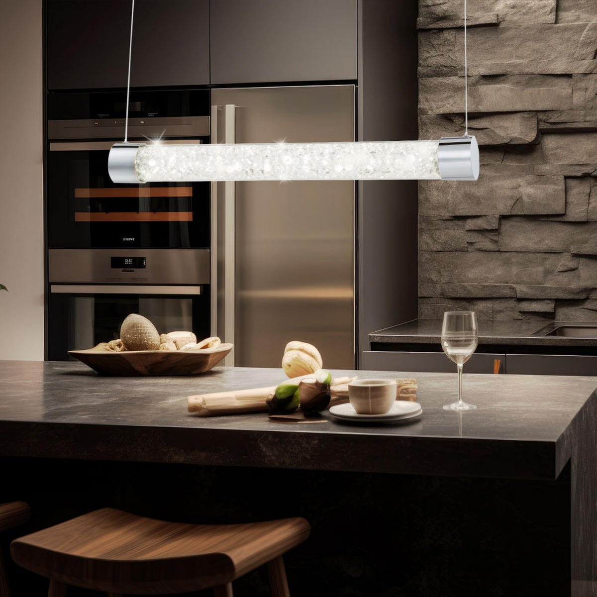 LED HÄNGELLEUCHTE Alivio Silber Chrom - Silberfarben, Metall (70/7/150cm) - Globo Lighting