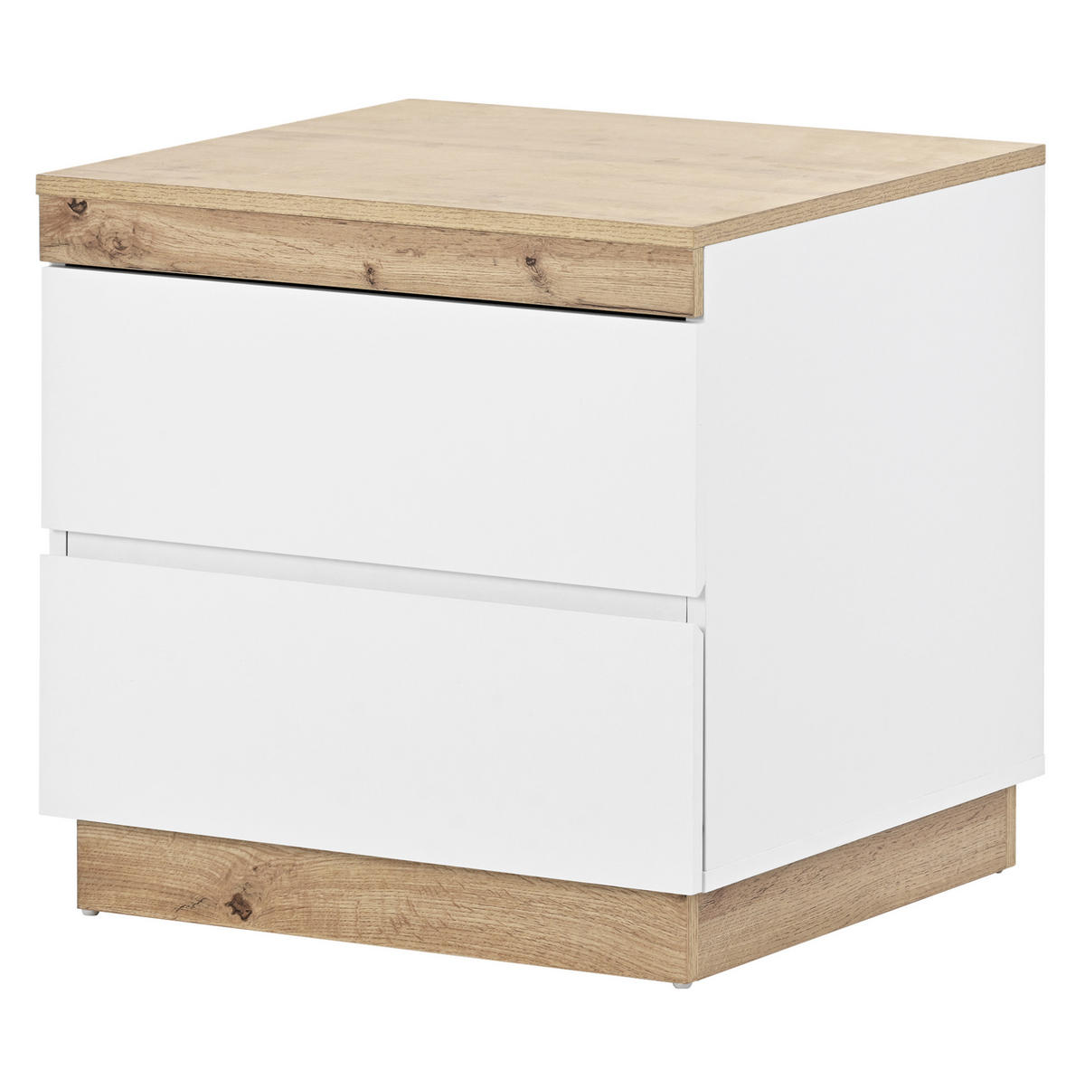 ESSTISCH in Weiß/Eicheoptik mit 2 Schubladen,55/40/55 cm - Eichefarben, Holzwerkstoff (55/40/55cm) - Flora Grace