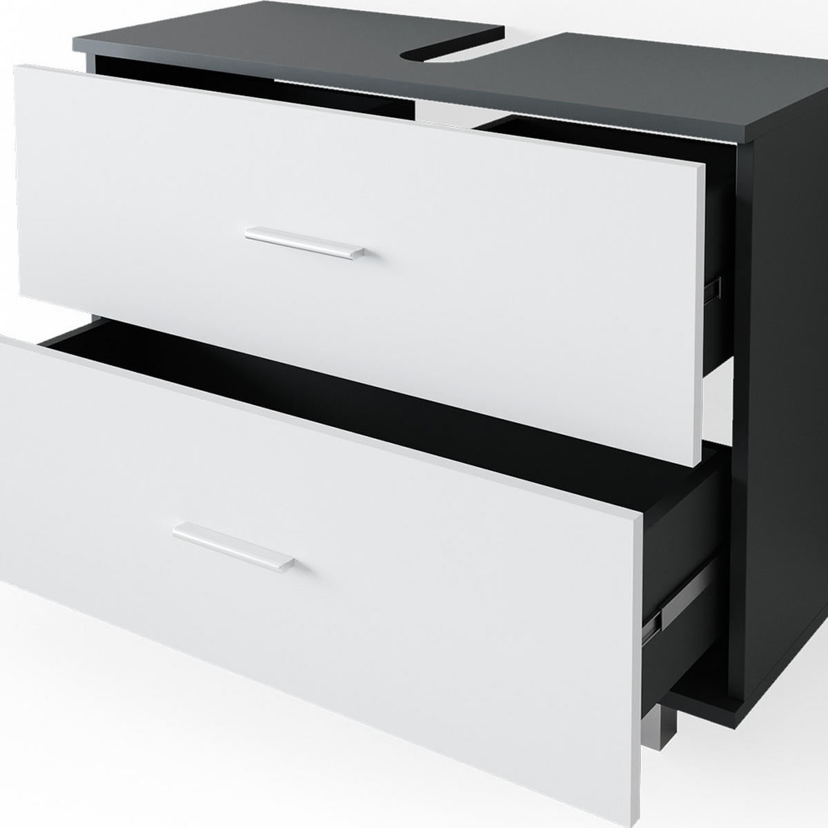 WASCHBECKENUNTERSCHRANK Ilias Anthrazit/Weiß 80 x 60.8 cm - Anthrazit/Weiß, Holzwerkstoff (80/60.8/33cm) - Vicco