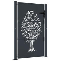 GARTENTOR Anthrazit 100/125 Cm Stahl Baum-Design - Anthrazit, Metall (105/130cm) - vidaXL