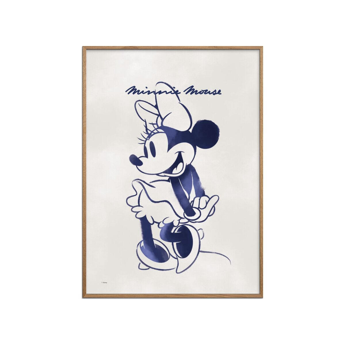 POSTER mit Rahmen Disney - Disney - Minnie Mouse Blue - Blau/Eichefarben, Holz/Papier (30/40cm) - Poster&Frame