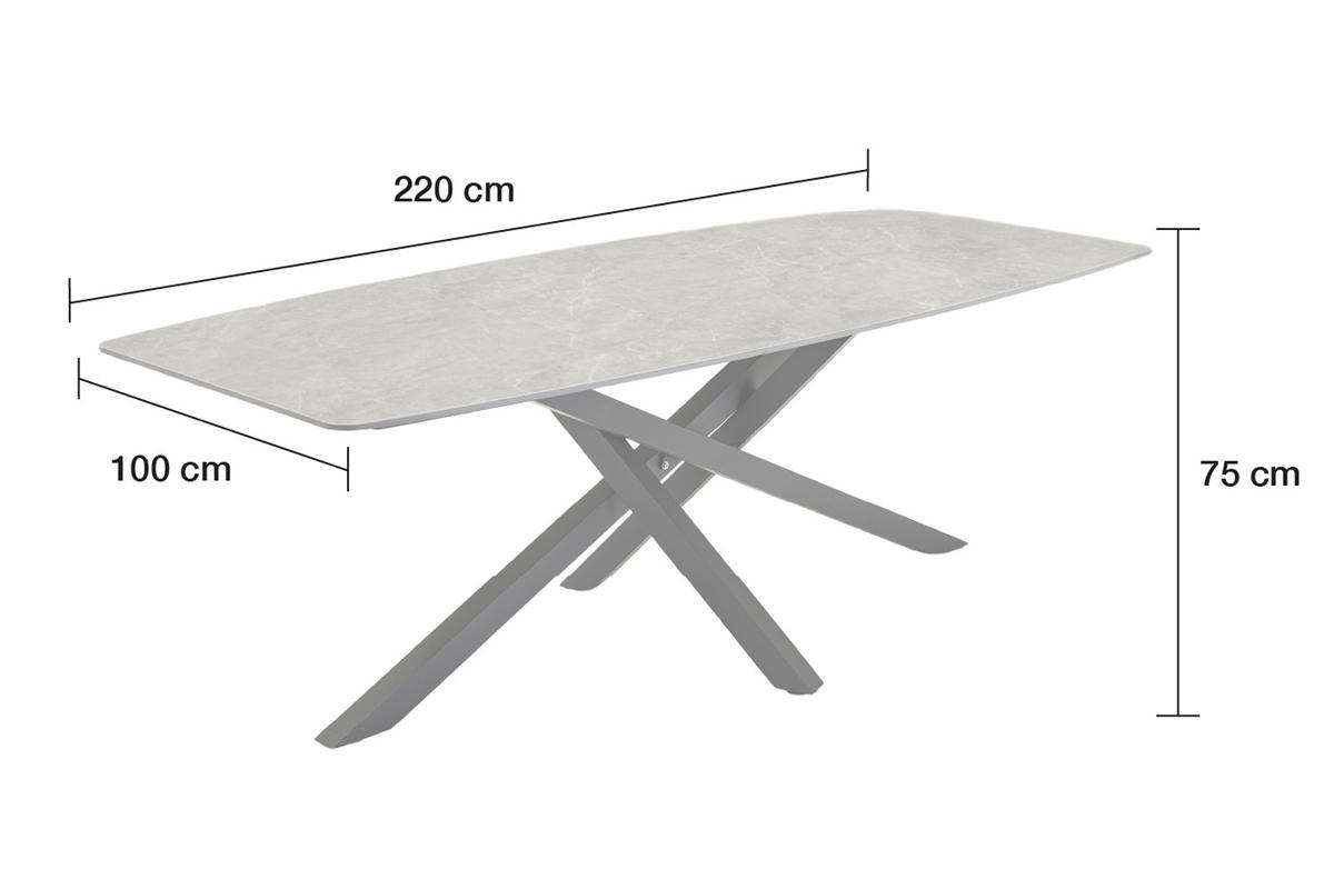 GARTENTISCH Concord 220x100x75cm, Metall, Anthrazit - Anthrazit, Stein (100/220/75cm) - dasmöbelwerk