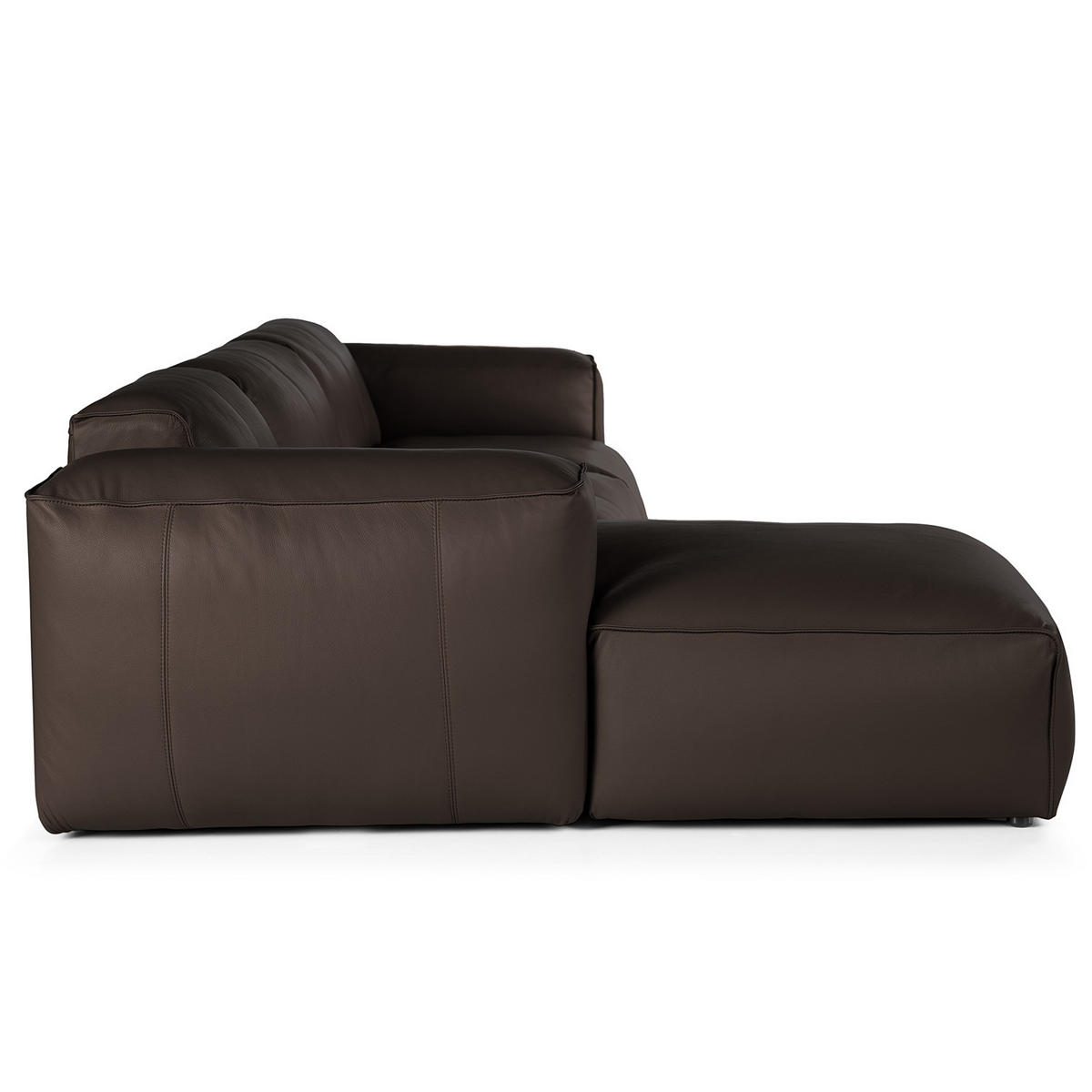 3-SITZER ECKSOFA mit Longchair - Dunkelbraun/Schwarz, Leder/Kunststoff (284/173cm) - home24