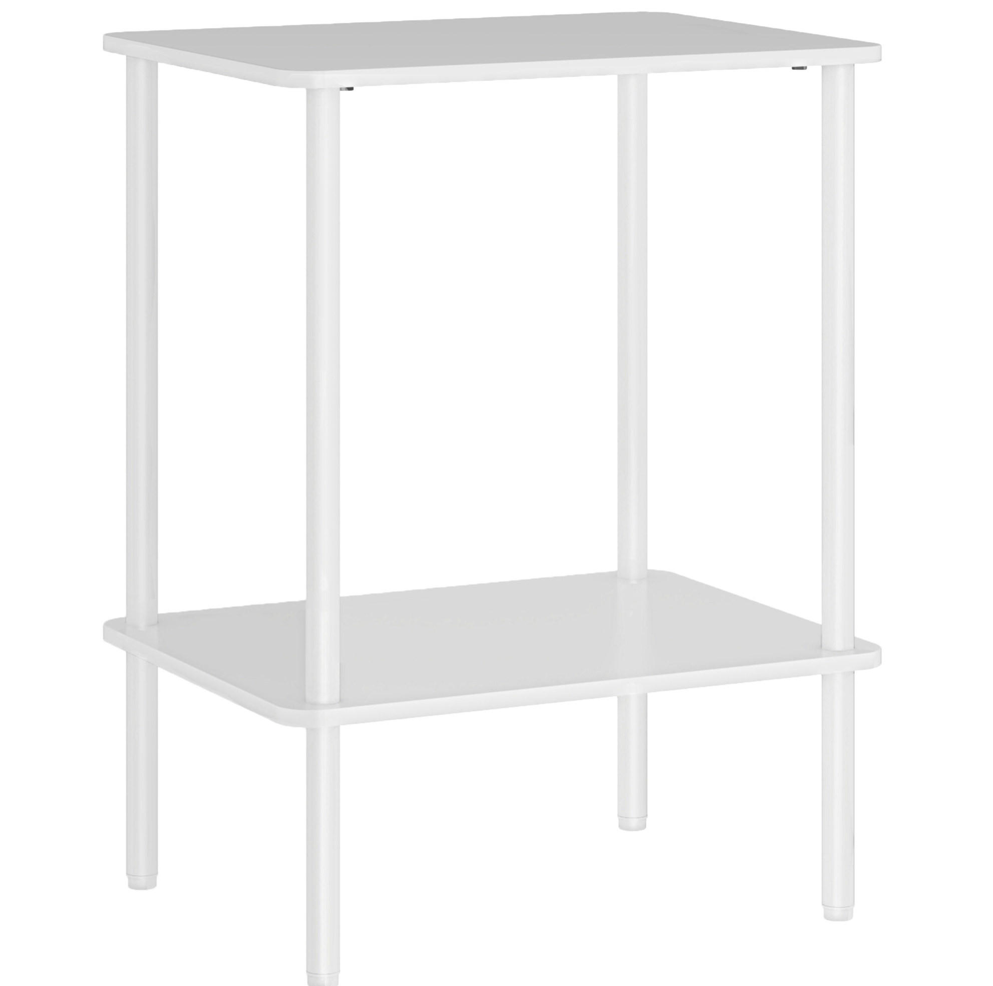 BEISTELLTISCH 40/30/52,2 cm Weiß mit 2-stufiger Ablage und Metallrahmen - Weiß, Holzwerkstoff (30/40/52.2cm) - OKWISH